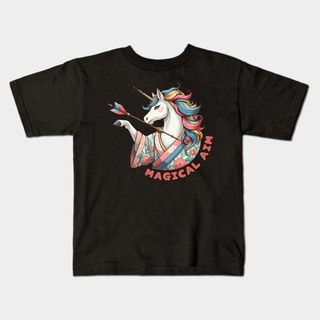 Darts unicorn Kids T-Shirt by Japanese Fever